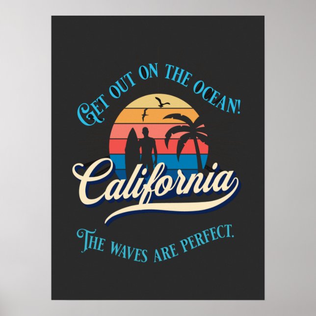 California Surfing Dudes Surfboard Poster (Front)