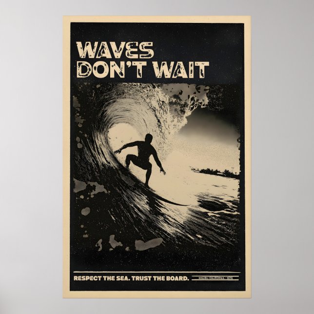 California Surfing - Retro Surf Poster Print (Front)