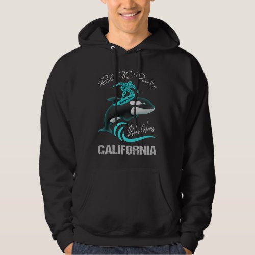 CALIFORNIA SURFING RIDE THE PACIFIC KILLER WAVES HOODIE