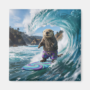 California Surfing Sea Otter Magnet