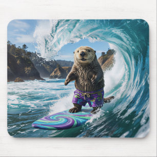 California Surfing Sea Otter Mouse Pad
