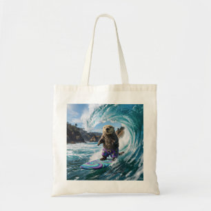 California Surfing Sea Otter Tote Bag