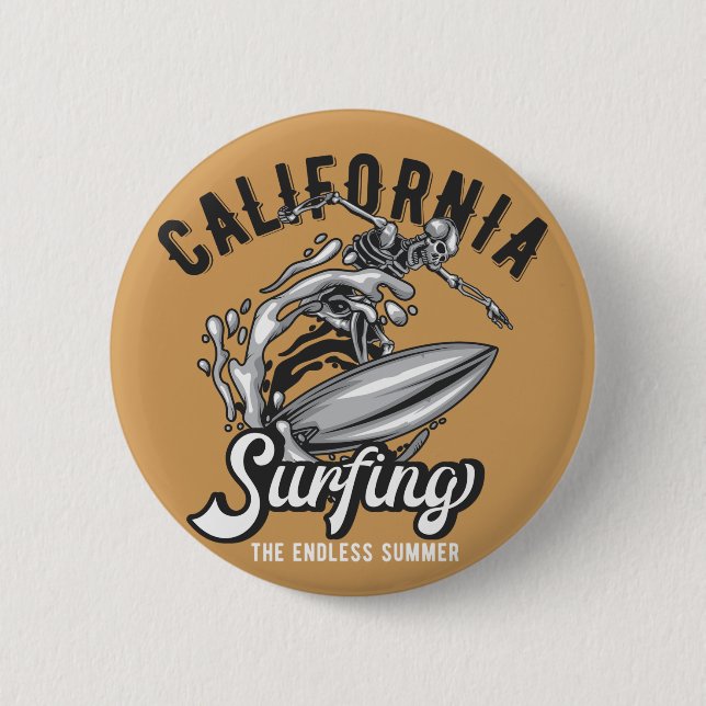 California Surfing the Endless Summer Button (Front)