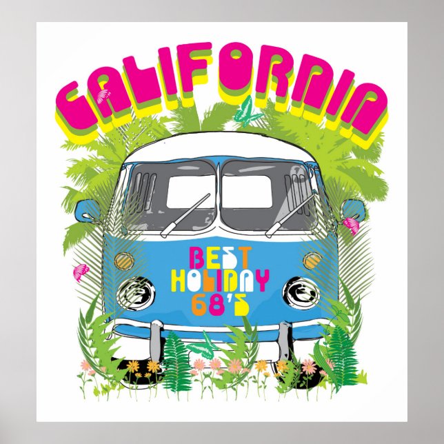 California Surfing Van Poster (Front)