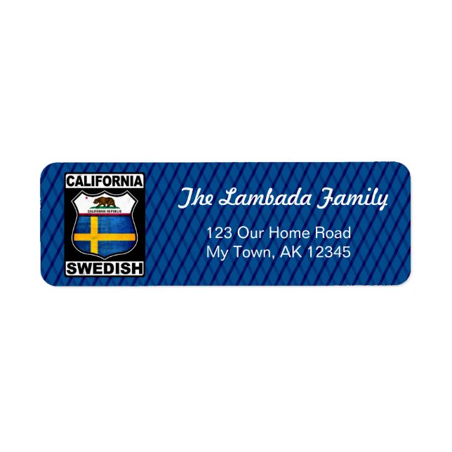 California Swedish American Address Labels (Front)