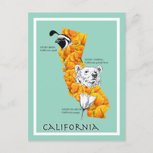 California Symbols Postcard