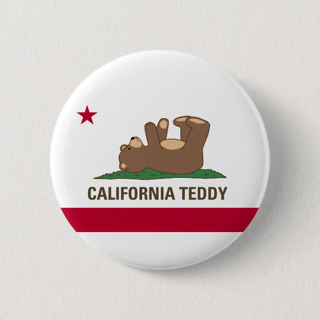 California Teddy Bear Flag Button (Front)
