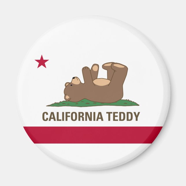 California Teddy Bear Flag Magnet (Front)
