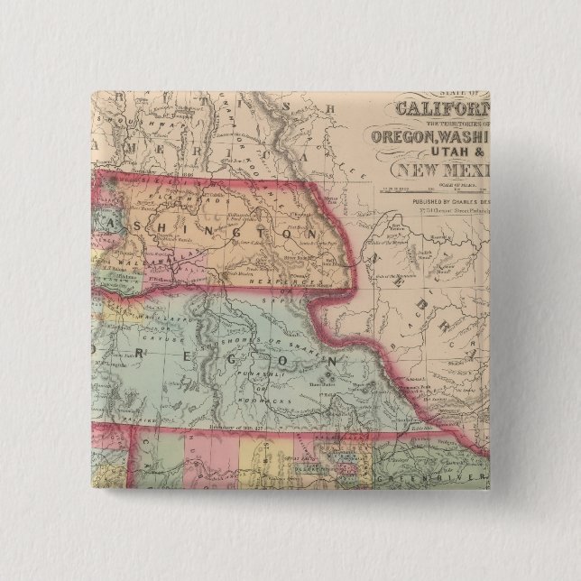 California, Territories of Oregon, Washington Button (Front)