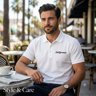 California Text Mark Premium Embroidered Polo Shirt