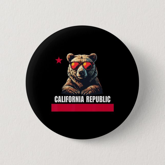 California The Golden State Bear Flag  Button (Front)