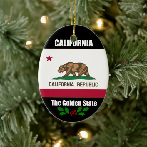 California The Golden State Ceramic Ornament