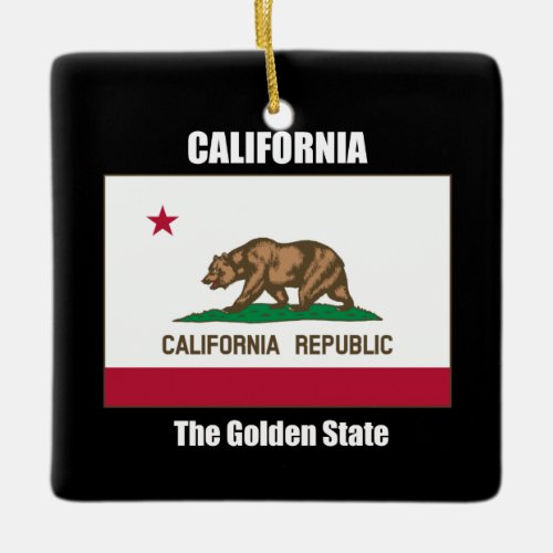 California The Golden State Ceramic Ornament