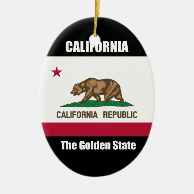 California, The Golden State Ceramic Ornament (Front)