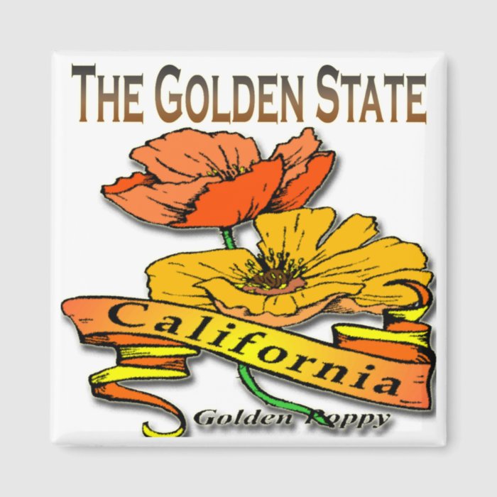 California The Golden State Golden Poppy Refrigerator Magnets