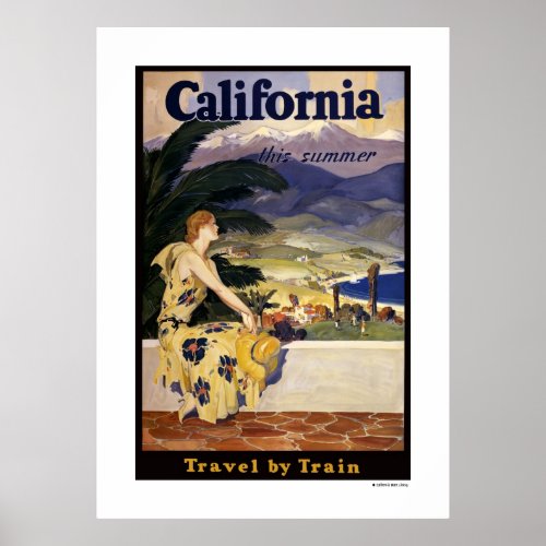 California this summer Travel by Train Poster