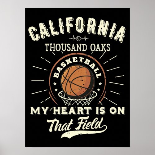 California Thousand Oaks American Basketball Poster