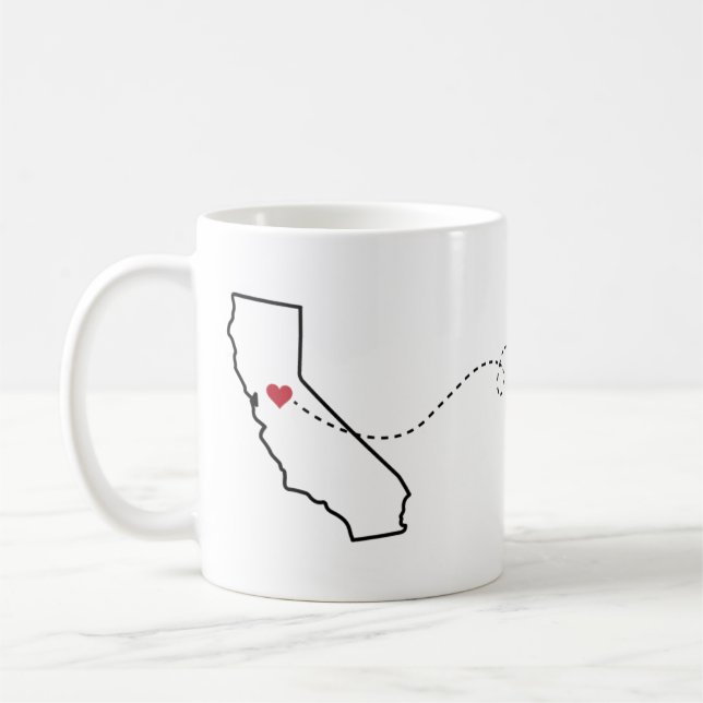 California to Arkansas - Heart2Heart Coffee Mug (Left)