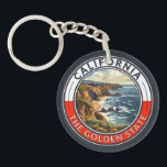 California Travel Art Badge Keychain<br><div class="desc">California retro vector travel design. This retro-style travel art,  with its blend of bold colors and vintage allure,  is designed to inspire a sense of adventure.</div>