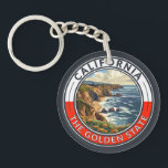 California Travel Art Badge Keychain<br><div class="desc">California retro vector travel design. This retro-style travel art,  with its blend of bold colors and vintage allure,  is designed to inspire a sense of adventure.</div>