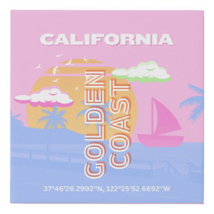 California, Travel Art, Preppy Faux Canvas Print