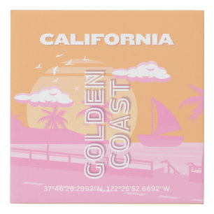 California, Travel Art, Preppy, Preppy Travel Faux Canvas Print