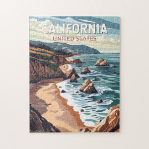 California Travel Art Vintage Jigsaw Puzzle