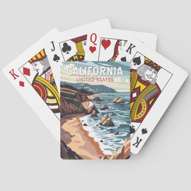 California Travel Art Vintage Poker Cards (Back)