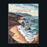California Travel Art Vintage Postcard<br><div class="desc">California retro vector travel design. This retro-style travel art,  with its blend of bold colors and vintage allure,  is designed to inspire a sense of adventure.</div>