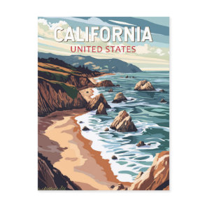California Travel Art Vintage Postcard