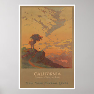California Travel Poster Brubaker Art New York