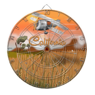 California Travel Poster Cartoon Dartboard With Darts