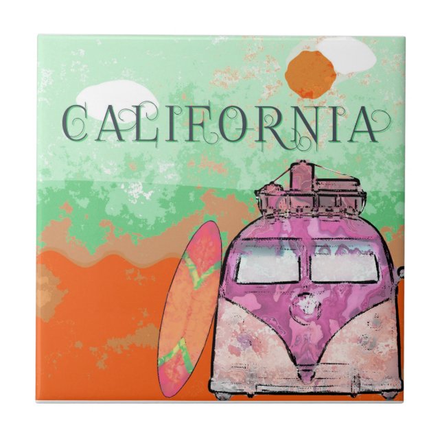California Travel Poster Ceramic Tile (Front)