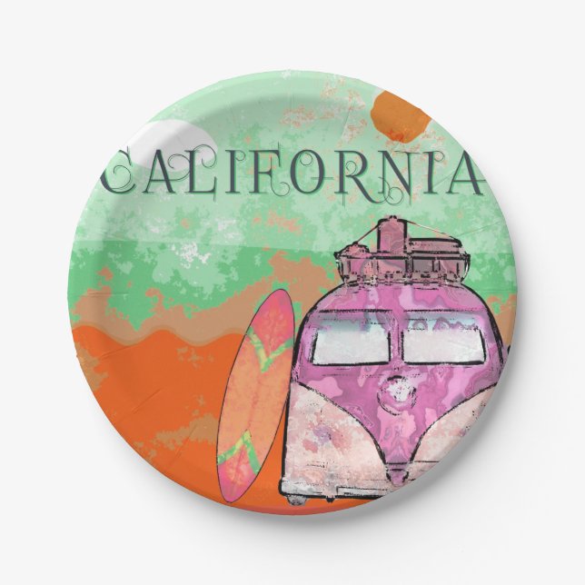 California Travel Poster Paper Plate (Front)