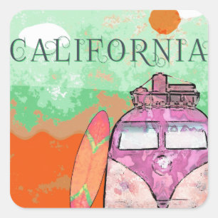 California Travel Poster Square Sticker