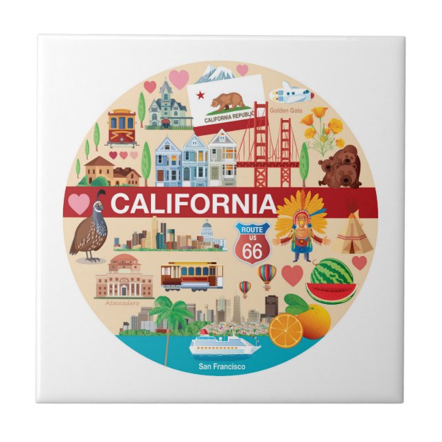 California Travels Ceramic Tile (Front)