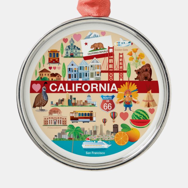 California Travels Metal Ornament (Front)