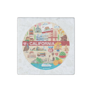 California Travels Stone Magnet