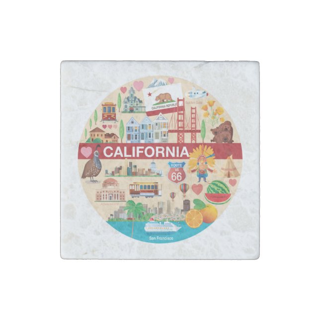 California Travels Stone Magnet (Front)