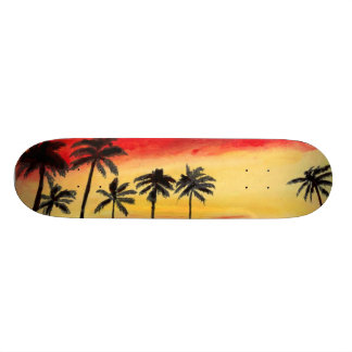 California Tropical Palm Trees Sun Skateboard Art