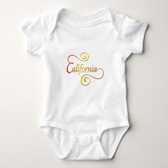 California Typography Art Baby Bodysuit (Front)