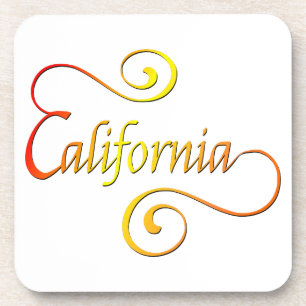California Typography Art Beverage Coaster