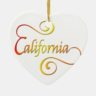 California Typography Art Ceramic Ornament