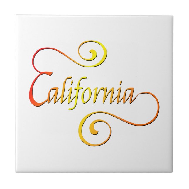 California Typography Art Ceramic Tile (Front)