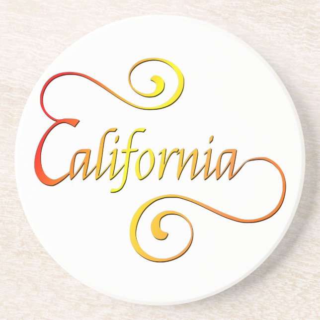 California Typography Art Drink Coaster (Front)