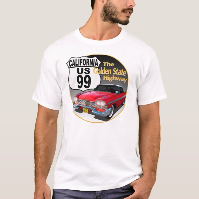 California U S Route 99 - The Golden State T-Shirt (Front)