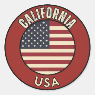 California United States Classic Round Sticker