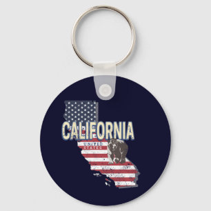 California United States Retro State Map Vintage Keychain