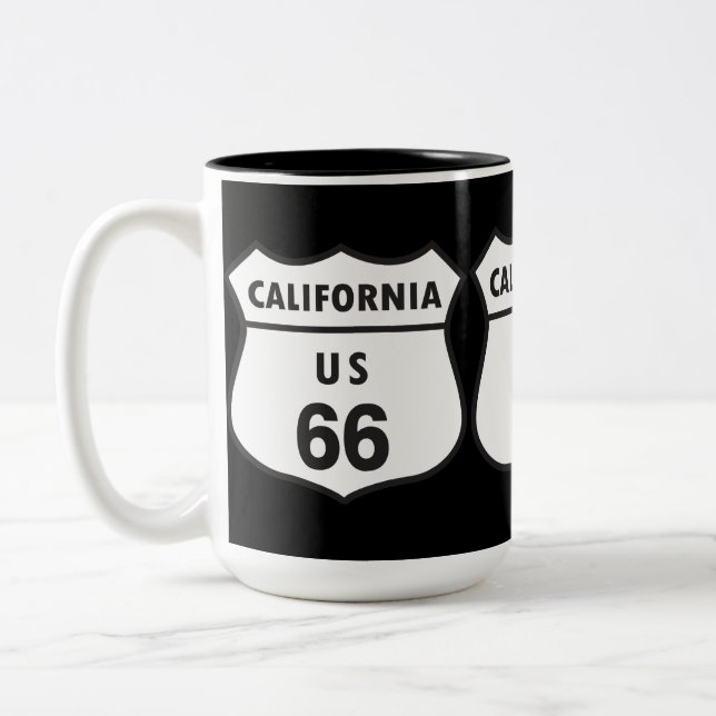 California US 66 Sign Two-Tone Coffee Mug (Left)