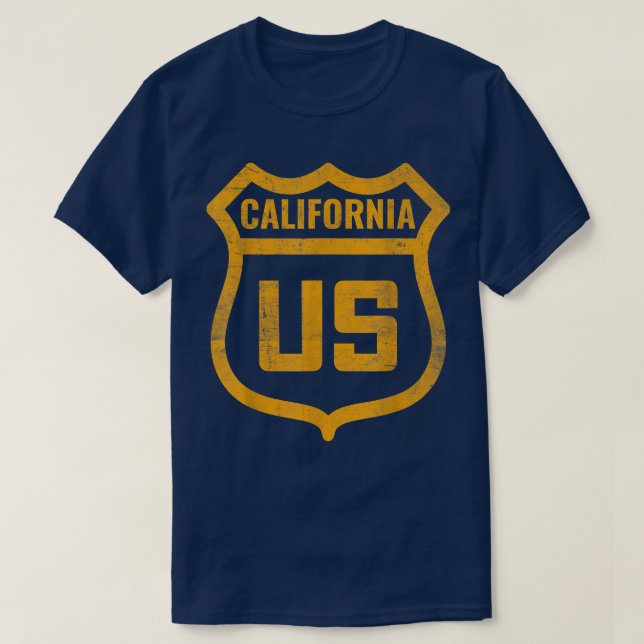 California - US highway distressed weathered look  T-Shirt (Design Front)